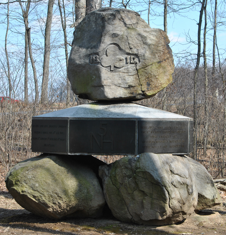 picture of the 5th NH monument in Gettysburg.